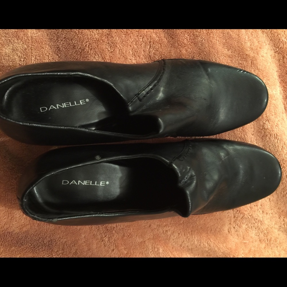 Danielle black leather ankle boot.  Size 9